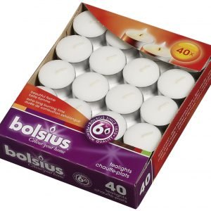 Bolsius Lämpökynttilä Valkoinen 40 Kpl