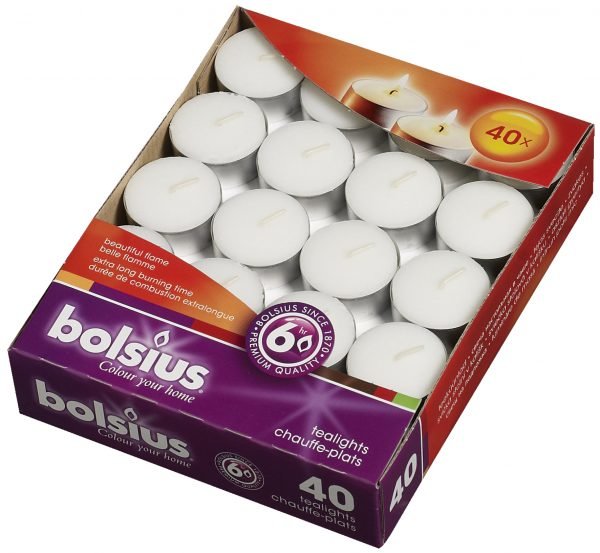 Bolsius Lämpökynttilä Valkoinen 40 Kpl