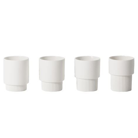 Ferm Living Groove Kuppi 4 kpl Valkoinen