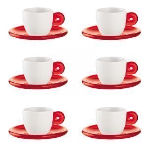 Guzzini Setti 6 Espressokuppia Punainen