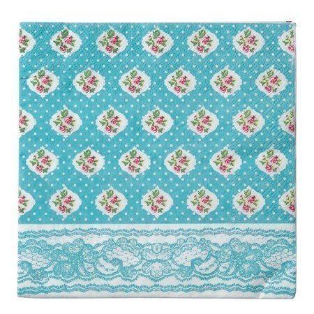 KJ Collection Lautasliina Rosa/Turkoosi 33x33 cm 20-pack