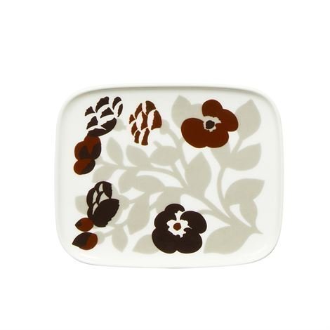 Marimekko Green Green Lautanen 15x12 cm Luonnonvalkoinen-Ruskea