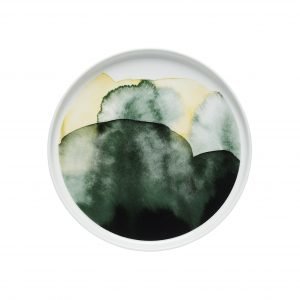 Marimekko Oiva / Sääpäiväkirja Lautanen Valkoinen / Vihreä / Keltainen 20 Cm