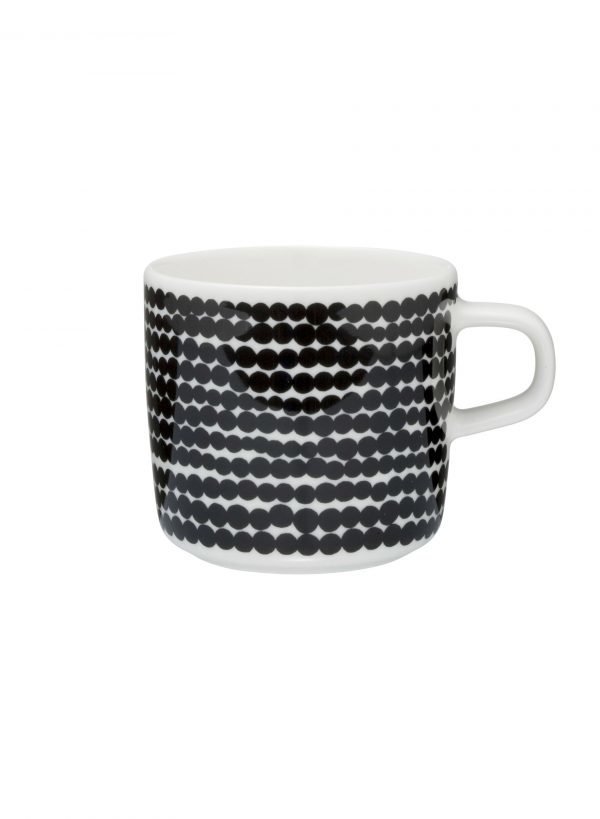 Marimekko Siirtolapuutarha Kahvikuppi Räsymatto Valkoinen Musta 2 Dl