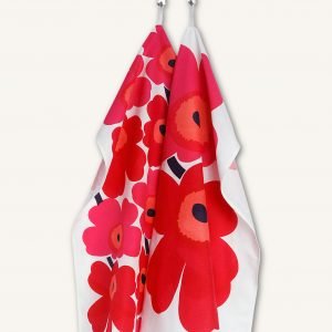 Marimekko Unikko Keittiöpyyhe Valkoinen / Punainen 47x70 Cm 2 Kpl