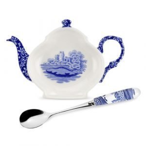 Spode Blue Italian Teepussi & Teelusikka Setti