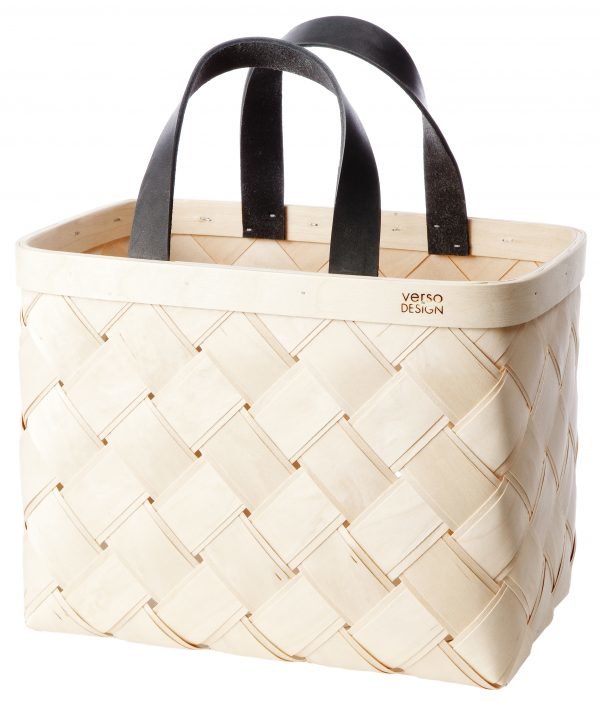 Verso Design Lastu Ostoskori Puu Musta 33x21 Cm